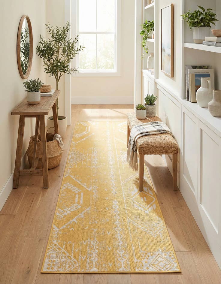 Detail image of 2' 7 x 12'  Washable Bohemian Indoor / Outdoor Runner Rug