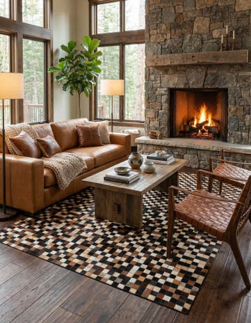 5' x 8' 1 Cowhide Leather Rug