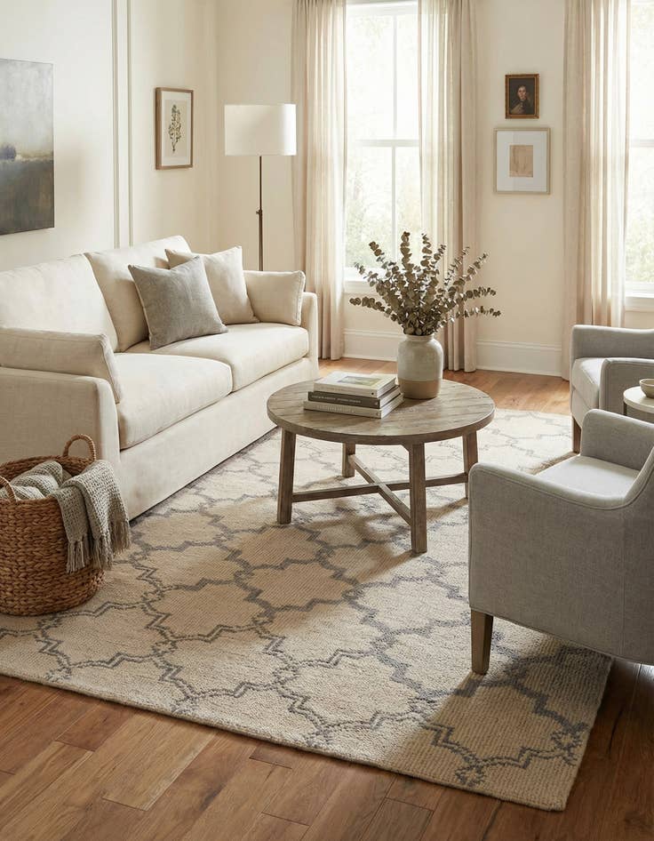 Detail image of 4' 10 x 6' 10  Hand Knotted Luna Wool Rug