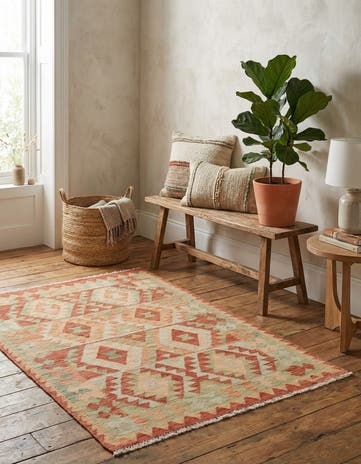 3' 2 x 4' Hand Woven Kilim Waziri Wool Rug