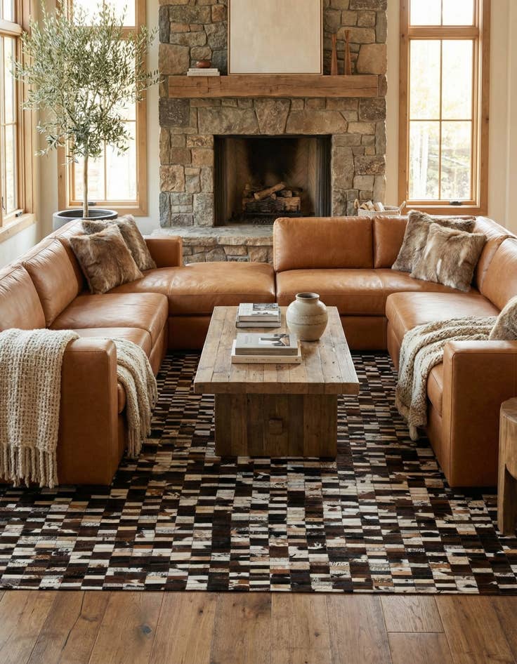 Detail image of  8' 1 x 9' 11 Cowhide - Patchwork Rug