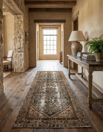 3' 9 x 9' 2 Hand Knotted Ultra Vintage Persian Wool Runner Rug