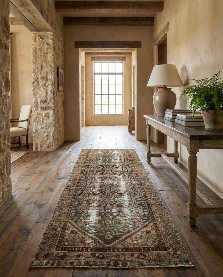 3' 9 x 9' 2 Hand Knotted Ultra Vintage Persian Wool Runner Rug