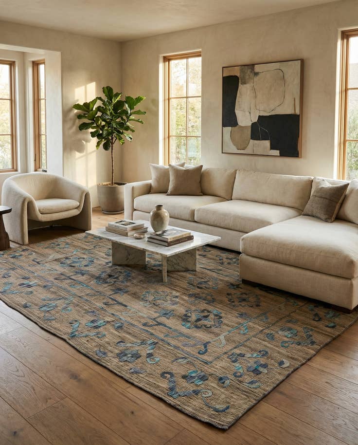 Detail image of 6' 7 x 8' 11 Hand Woven Kilim Modern Wool Rug