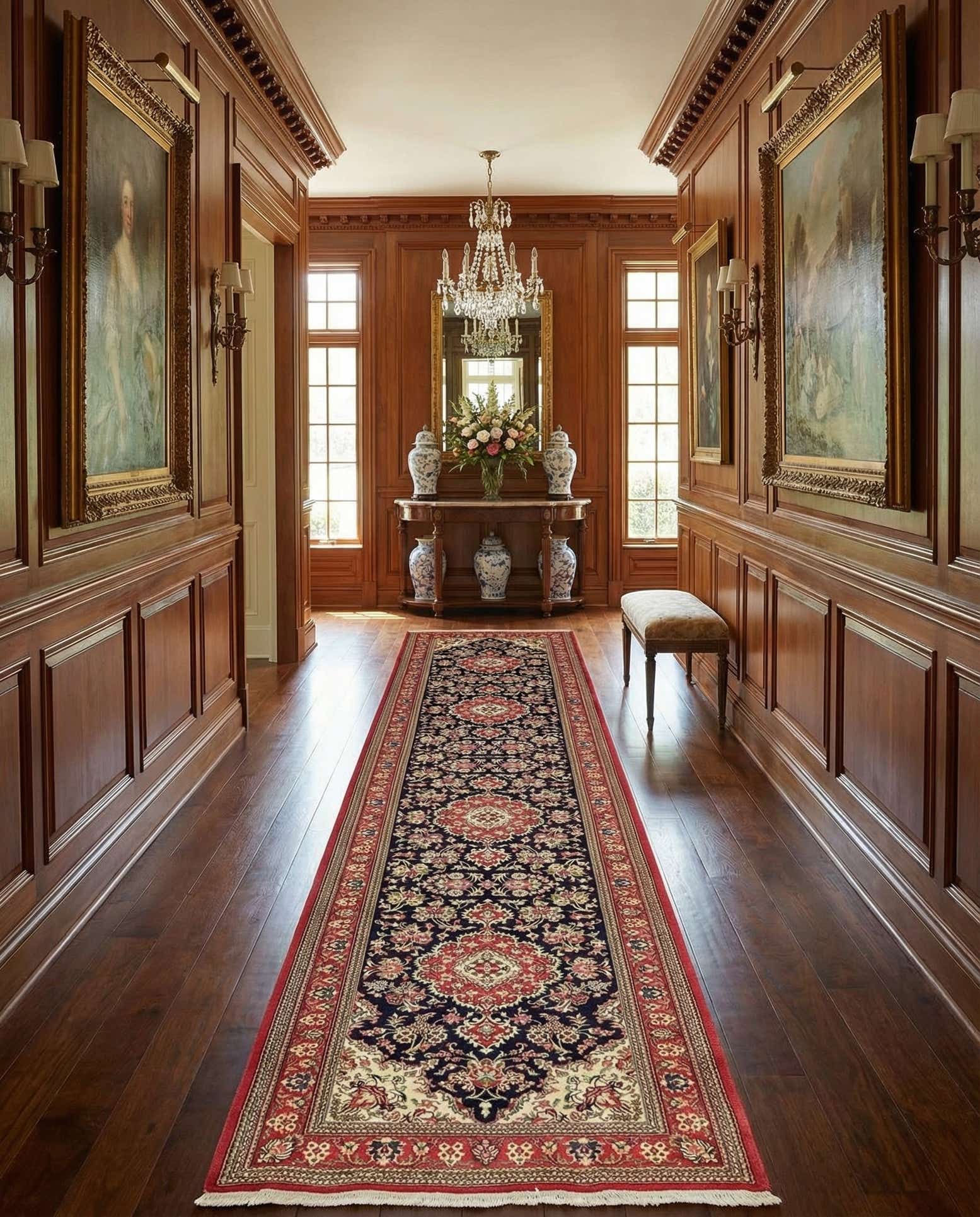 2' 7 x 16' 2 Hand Knotted Qom Persian Wool Runner Rug