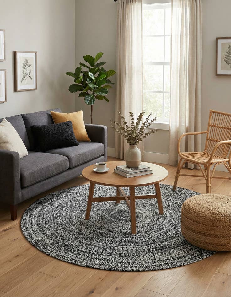 Detail image of 5' 3 x 5' 3  Hand Woven Eco Verse   Washable Indoor / Outdoor Round Rug