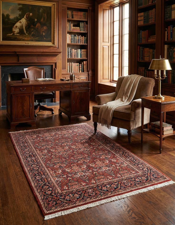 Detail image of 4' 4 x 6' 2 Hand Knotted Isfahan Wool Rug