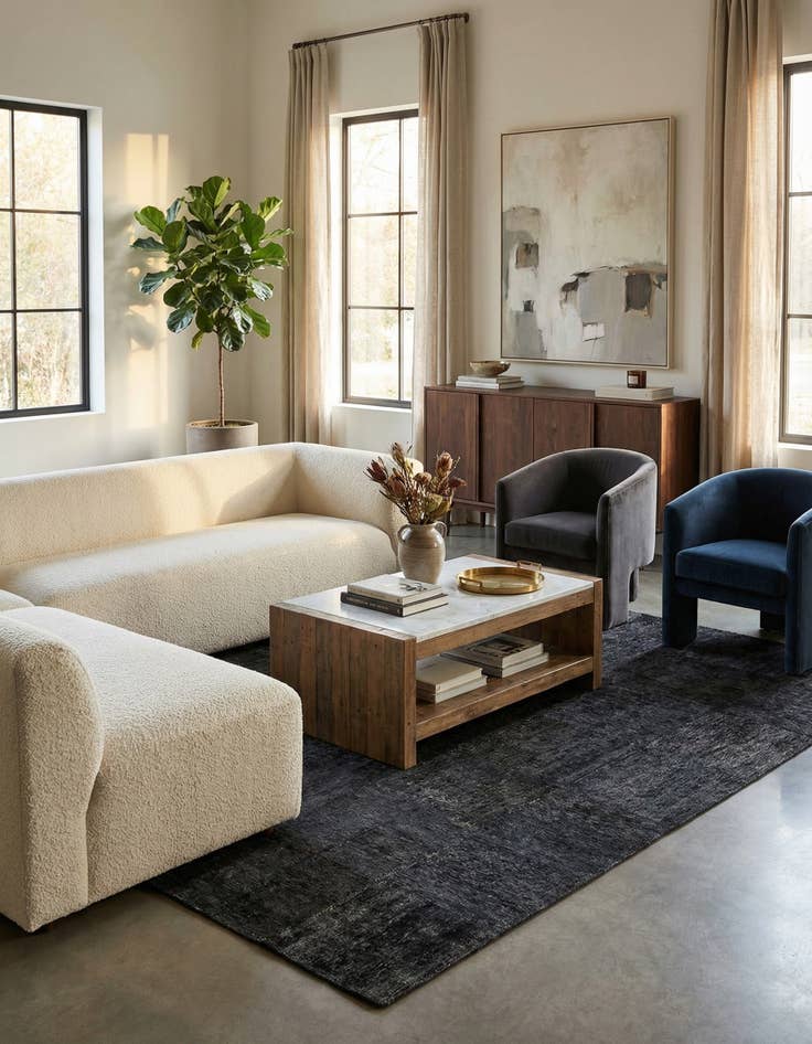 Detail image of  5' 8 x 8'  Hand Knotted Ultra Vintage Persian Wool Rug