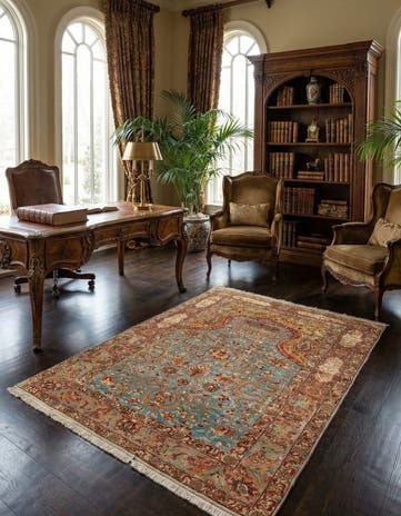 4' x 5' 8 Hereke Silk Rug