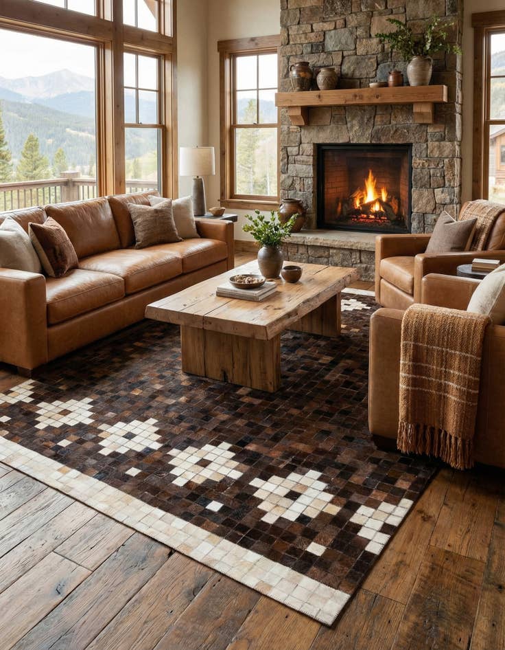 Detail image of 5' x 7' 11 Cowhide Stocks Rug