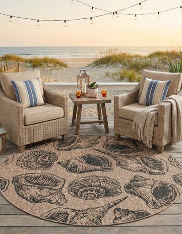 7' 10 x 7' 10 Easy-Clean Coastal Indoor / Outdoor Round Rug