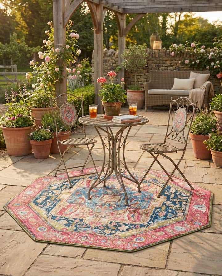 5' 3 x 5' 3 Easy-Clean Traditional Indoor / Outdoor Octagon Rug