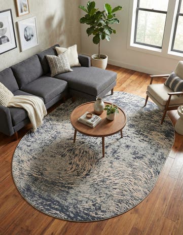 Gray Oasis Oval Rug