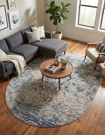 Gray Oasis Oval Rug