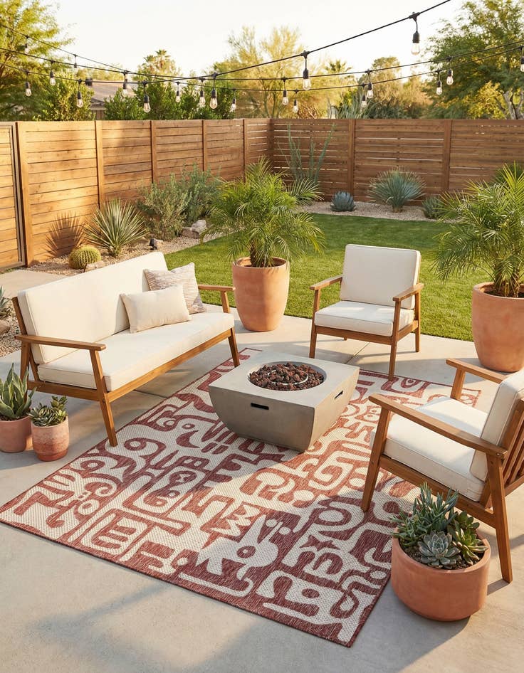 Detail image of  5' 3 x 7'  Washable Modern Indoor / Outdoor Rug