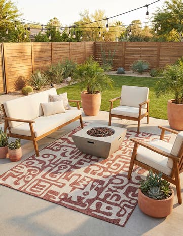 5' 3 x 7' Easy-Clean Modern Indoor / Outdoor Rug