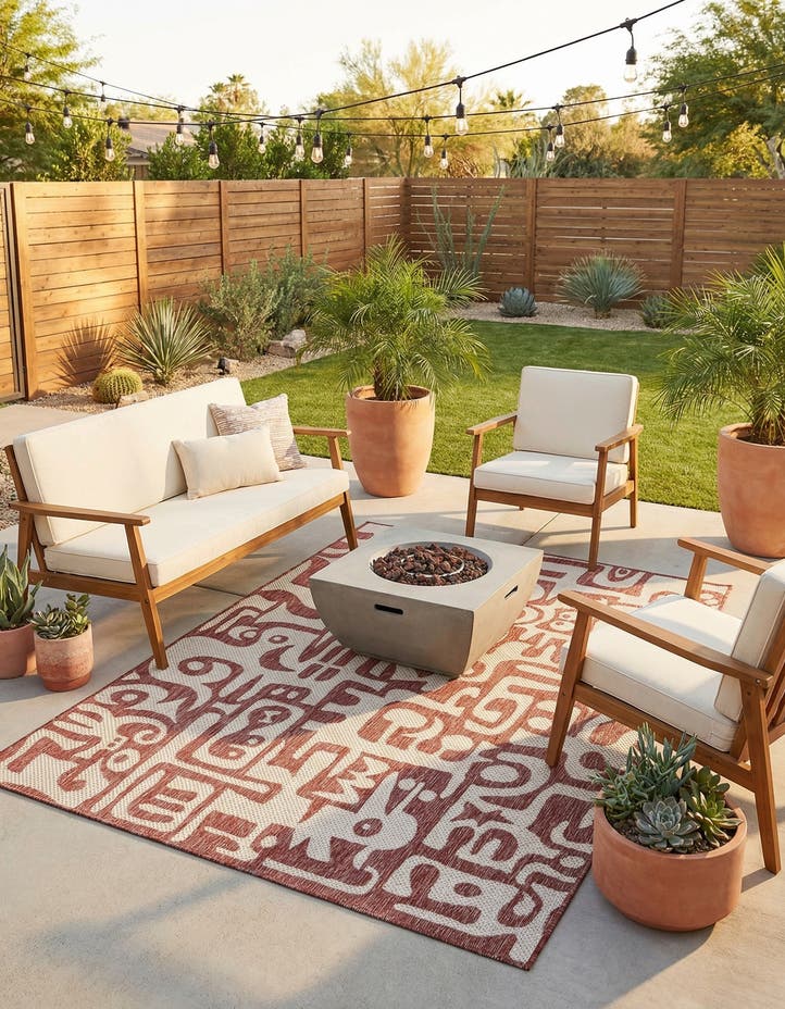 5' 3 x 7' Easy-Clean Modern Indoor / Outdoor...