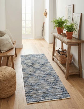 2' 7 x 8' Hand Woven Chindi Cotton Runner Rug