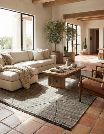 7' 2 x 9' 8 Hand Knotted Moroccan Wool Rug
