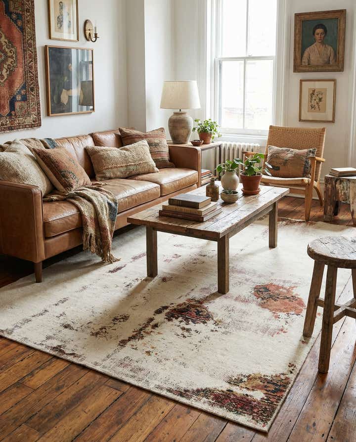 4' 9 x 6' 5 Hand Knotted Ultra Vintage Persian Wool Rug