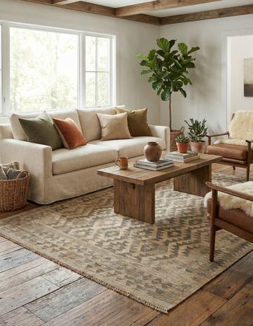 4' 10 x 6' 6 Hand Woven Kilim Maymana Wool Rug