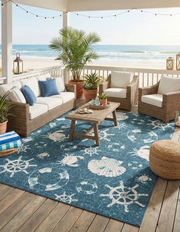 7' 10 x 10' Easy-Clean Coastal Indoor / Outdoor Rug
