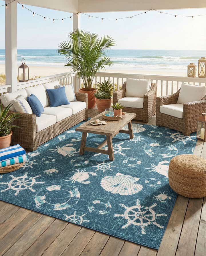 7' 10 x 10' Easy-Clean Coastal Indoor / Outdoor Rug