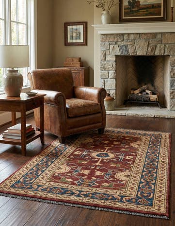 3' 2 x 4' 3 Hand Knotted Kazak Wool Rug