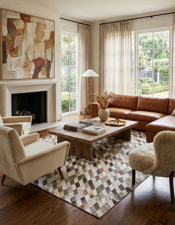 8' x 9' 10 Cowhide Leather Rug