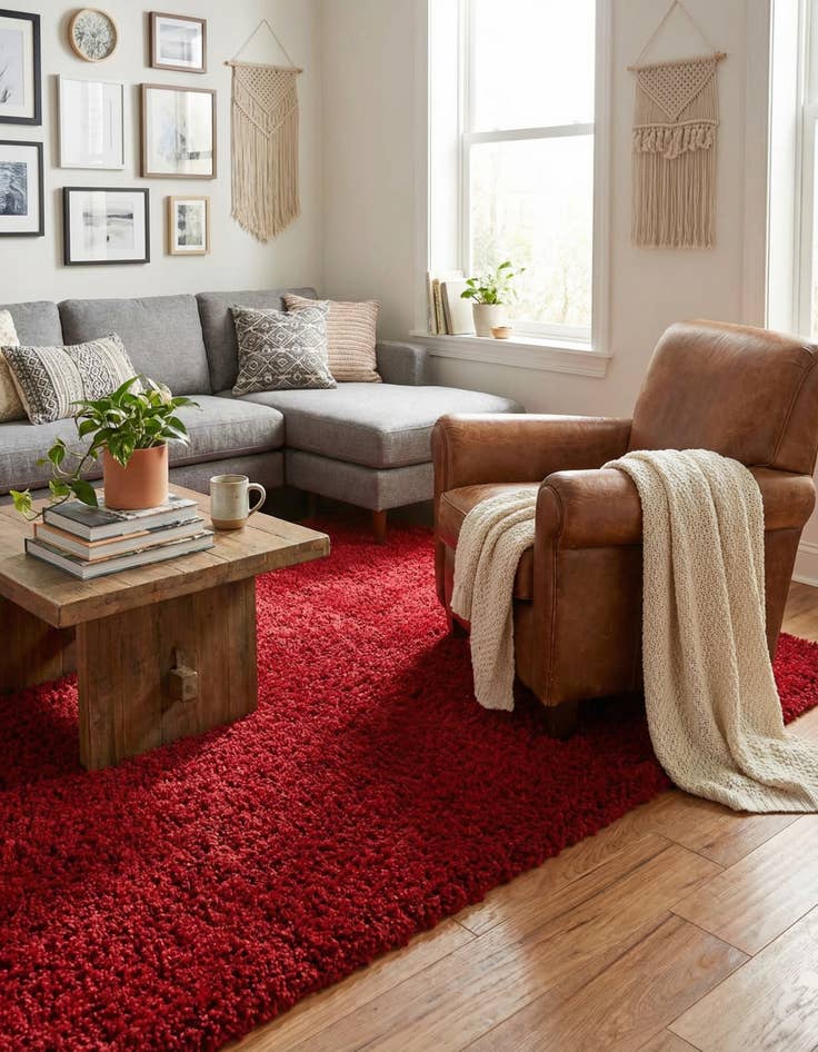 Detail image of  4' x 6' Solid Shag Rug