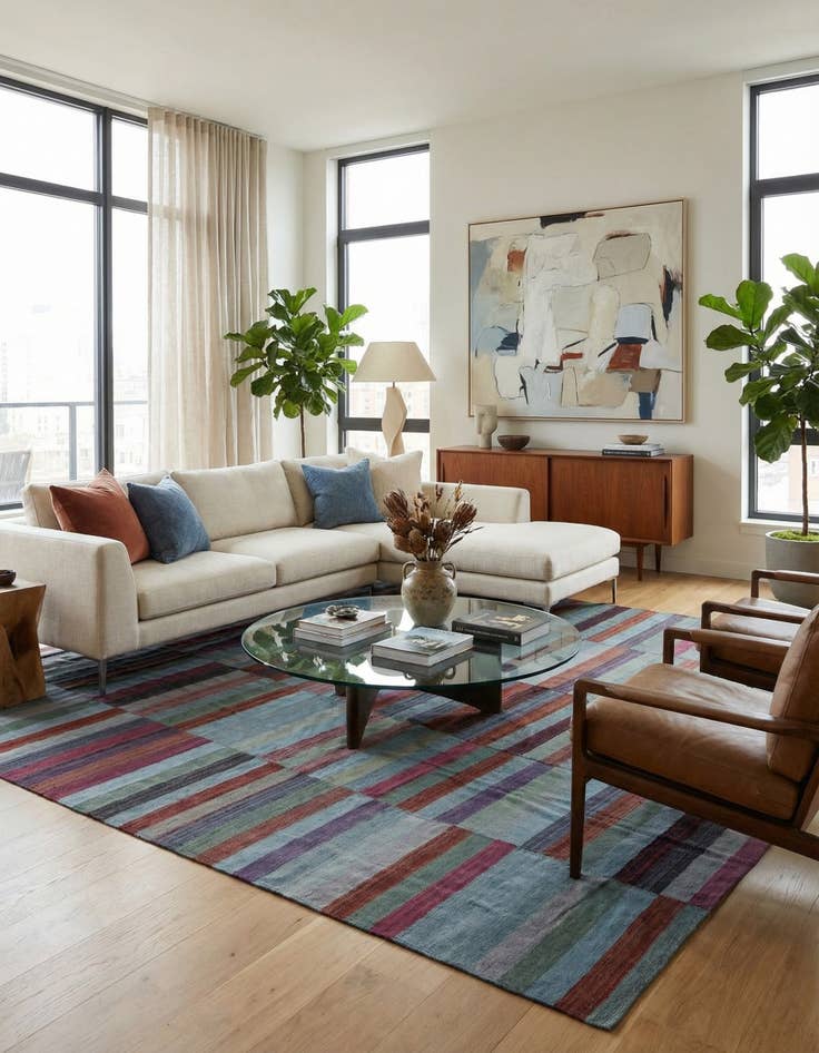 Detail image of 8' 4 x 11' 4  Hand Woven Kilim Modern Wool Rug