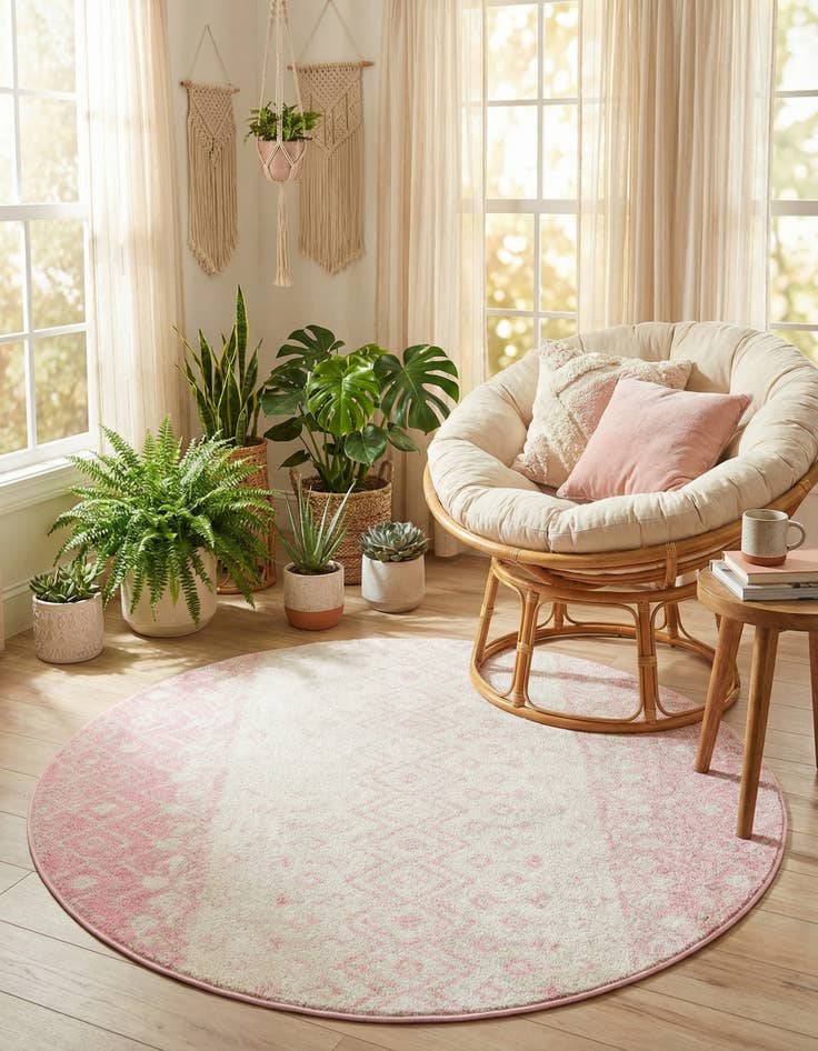 Detail image of  5' 3 x 5' 3 Moroccan Trellis Round Rug