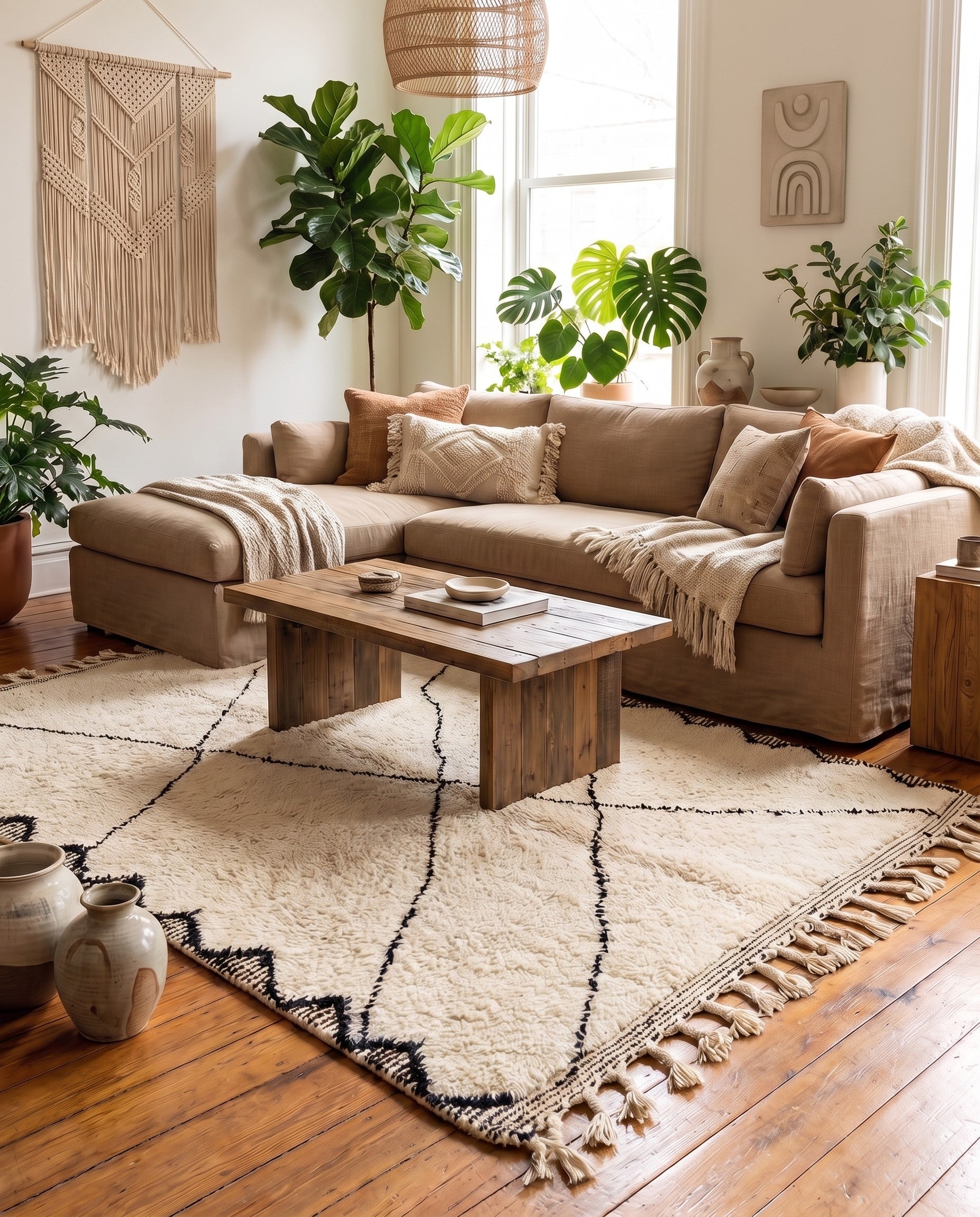 5' 5 x 8' 6 Hand Knotted Moroccan Wool Rug