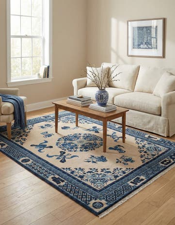 Ivory and Blue Boutique Rug