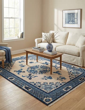 Ivory and Blue Boutique Rug