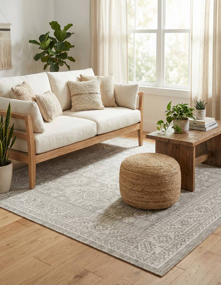 Detail image of 6' x 6'  Washable Aztec Indoor / Outdoor Square Rug