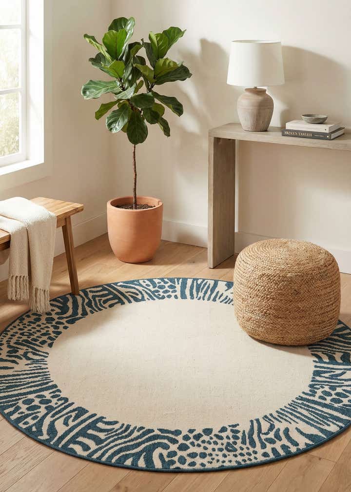 5' x 5' Easy-Clean Safari Indoor / Outdoor Round Rug