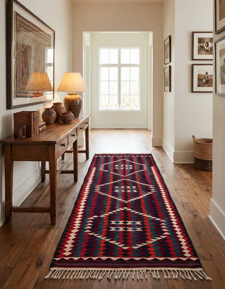 Detail image of 4' 10 x 8' 10  Hand Woven Kilim Fars Wool Runner Rug