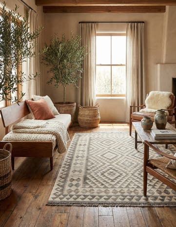 5' 1 x 6' 8 Hand Woven Kilim Maymana Wool Rug