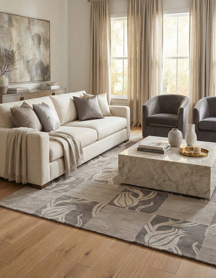 Detail image of  6' 9 x 10'  Hand Knotted Darya Wool Rug