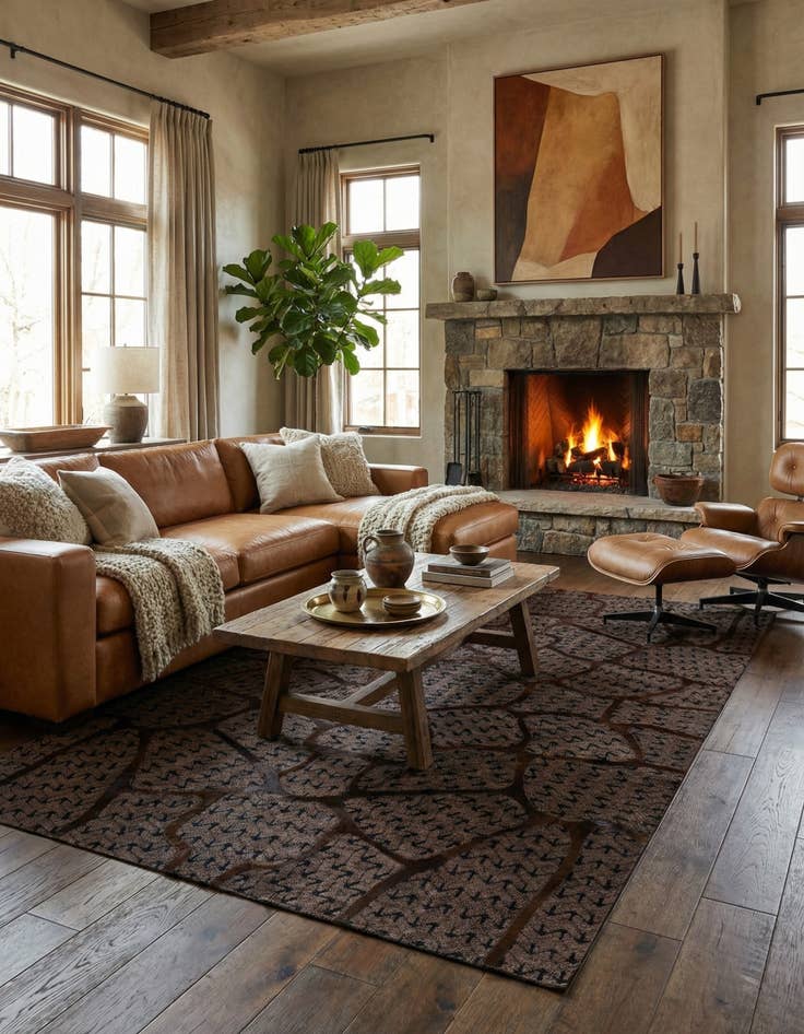 Detail image of  5' 1 x 7' 11 Cowhide - Patchwork Rug