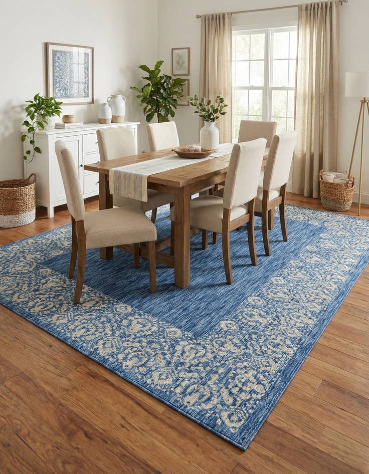 Detail image of 7' 10 x 11'  Washable Border Indoor / Outdoor Rug