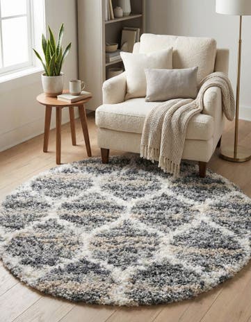 Gray Athena Shag Round Rug