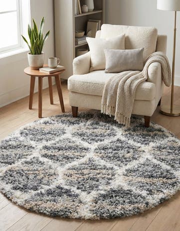 Gray Athena Shag Round Rug