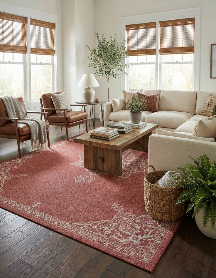 Detail image of  10' x 14'  Washable Traditional Indoor / Outdoor Rug