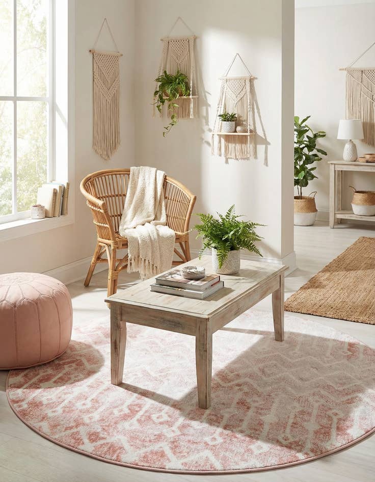 Detail image of  7' x 7' Bohemian Trellis Round Rug