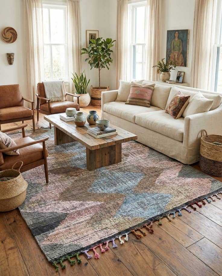 Detail image of 9' 2 x 12' Hand Knotted Moroccan Wool Rug