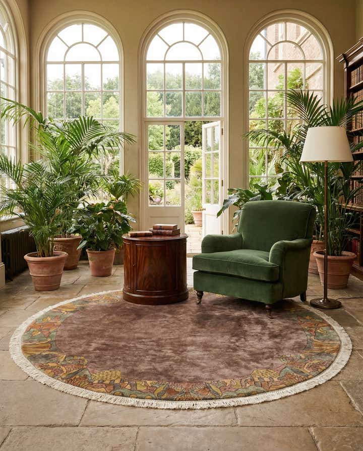 9' 8 x 9' 9 Hand Knotted Tibet Wool Round Rug