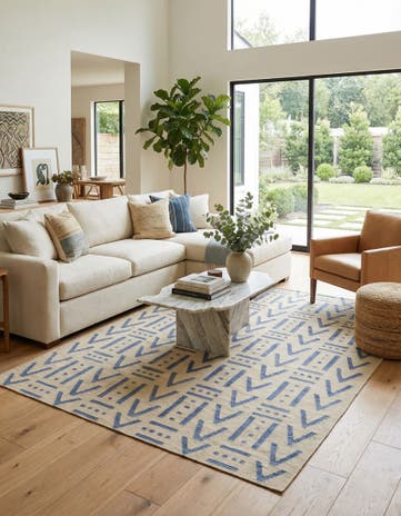 5' 3 x 6' 5 Hand Woven Kilim Modern Wool Rug
