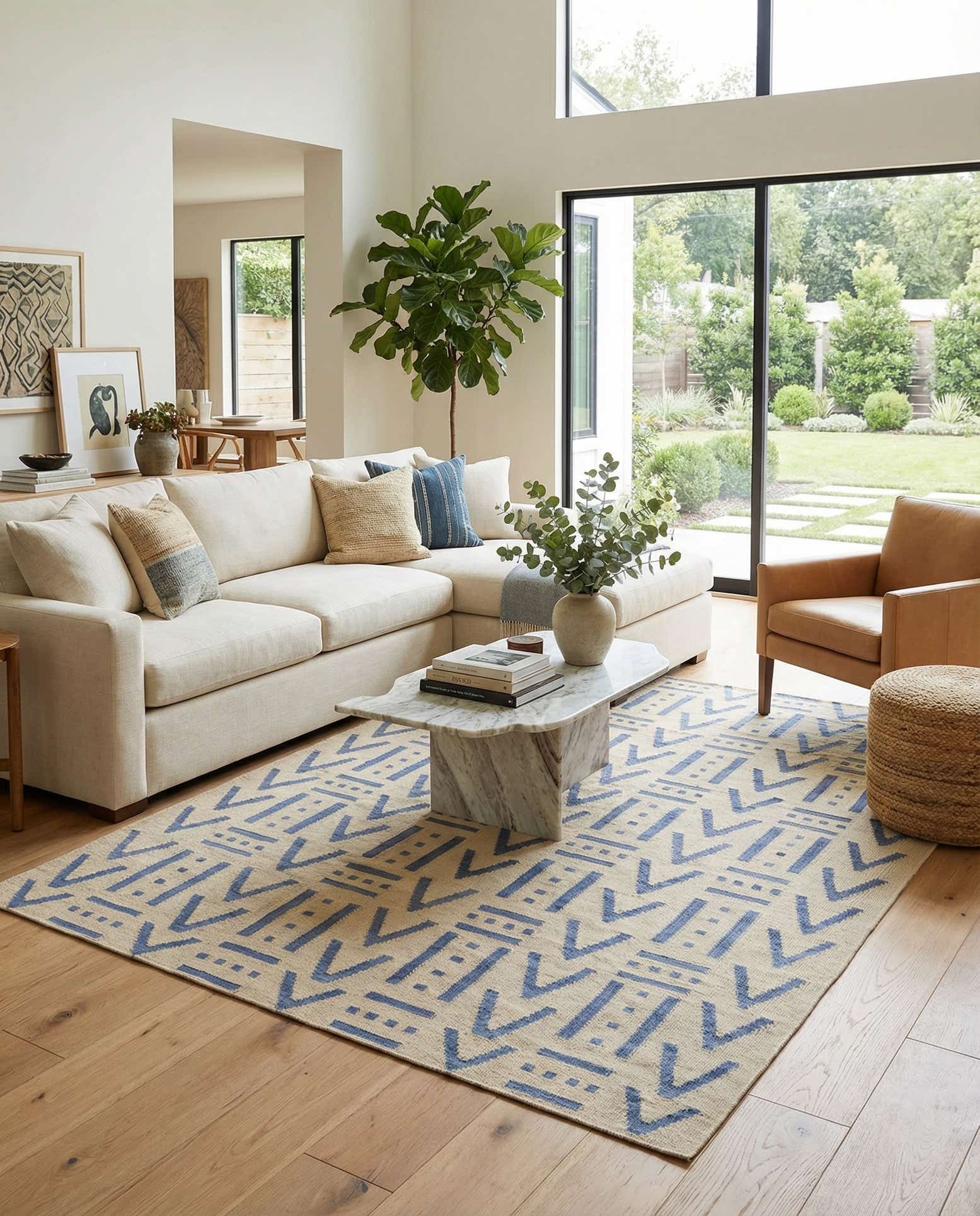 5' 3 x 6' 5 Hand Woven Kilim Modern Wool Rug